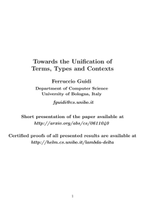 Towards the Unification of Terms, Types and Contexts