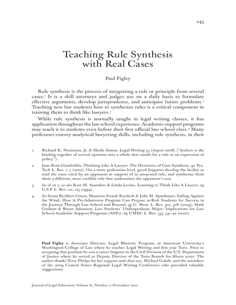 teaching rule synthesis with real cases