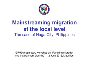 Mainstreaming migration at the local level The case of Naga City