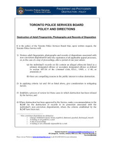 Fingerprint Destruction - Toronto Police Service