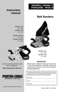 Instruction manual Belt Sanders