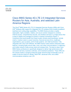 Cisco 890G Series 4G LTE 2.5 Integrated Services Routers for Asia