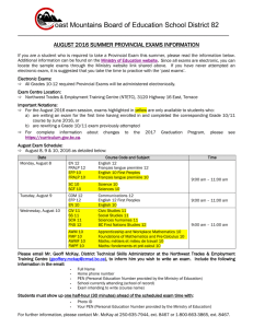 august 2016 summer provincial exams information