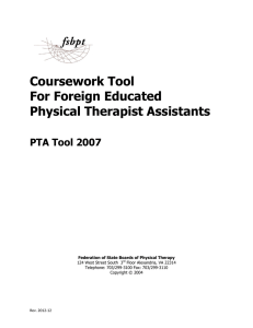 PTA Tool 2007 - The Federation of State Boards of Physical Therapy