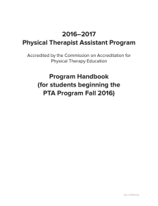 2016–2017 Physical Therapist Assistant Program Program Handbook