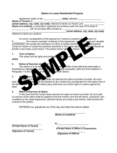 Option to Lease Residential Property WITNESS our signatures as of