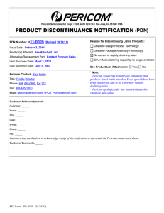 PRODUCT DISCONTINUANCE NOTIFICATION (PDN)