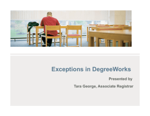 Exceptions in DegreeWorks - University of South Carolina