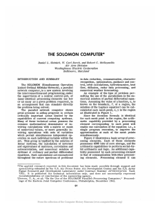THE SOLOMON COMPUTER*