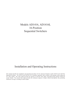 AD1416/L 16-Pos. Seq. Switcher Install/Operation