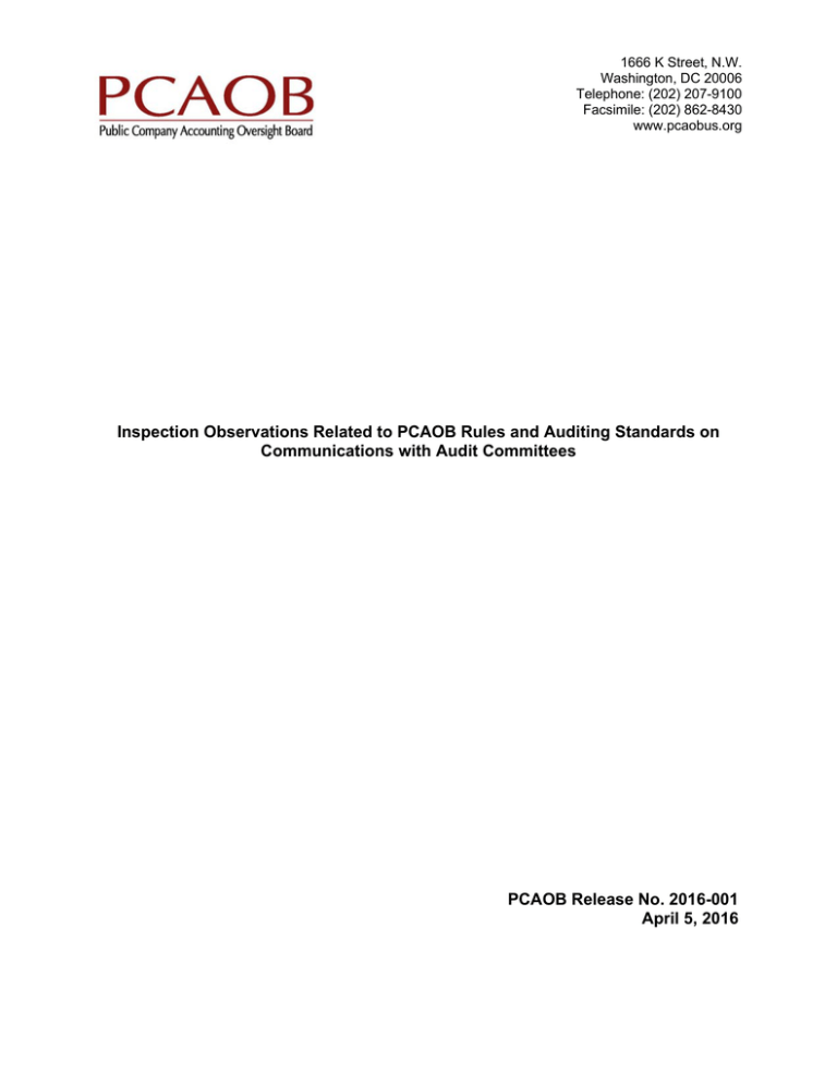 Inspection Observations Related To PCAOB Rules And Auditing