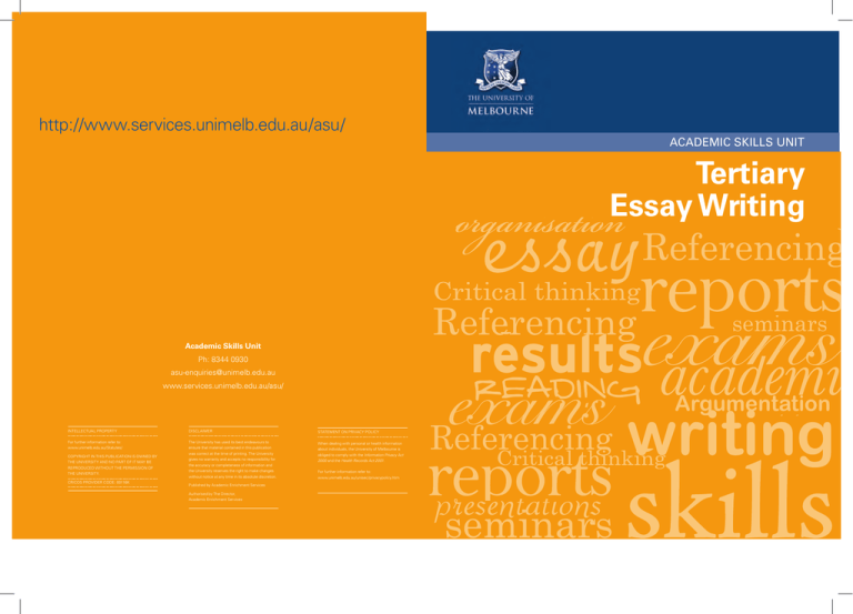 university of melbourne essay writing guide