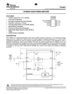 TPA4861: 1-W Mono Audio Power Amplifier