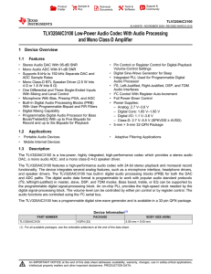 TLV320AIC3100 Low-Power Audio Codec With