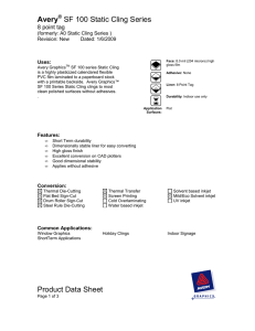 Avery SF 100 Static Cling Series Product Data Sheet