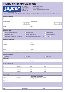 TRADE CARD AppliCATion