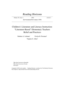 Children`s Literature and Literacy Instruction: "Literature