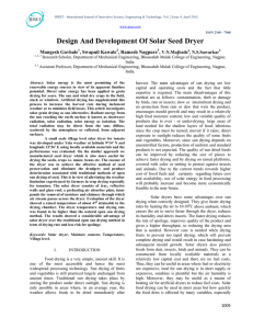 Design And Development Of Solar Seed Dryer