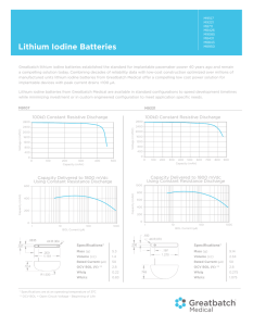 Li-Iodine Specs - Greatbatch Medical