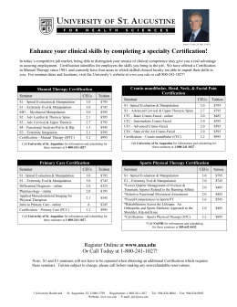 Certification List - University Of St. Augustine For Health Sciences