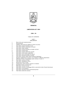 Limitation Act 1984 - Bermuda Laws Online