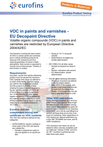 VOC in paints and varnishes