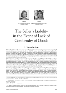 The Seller`s Liability in the Event of Lack of Conformity of Goods