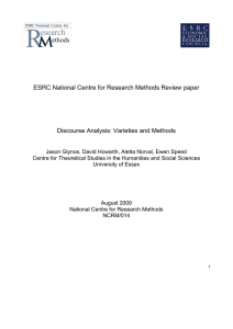 Discourse Analysis - NCRM EPrints Repository