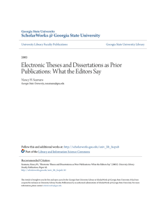 Electronic Theses and Dissertations as Prior Publications: What the