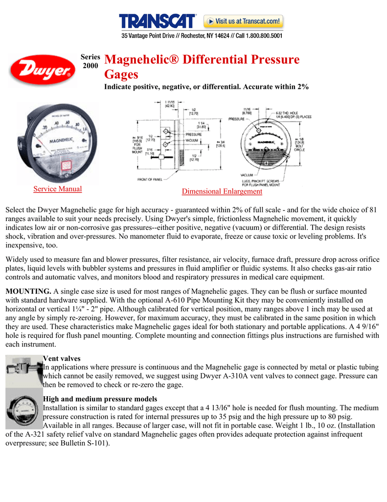 Serie 0-2KPa 100kPa Magnehelic diferencial del metro del calibrador de presión 2000
