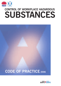 Control of workplace hazardous substances: Code of Practice