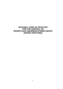 National Code of Practice for the Control of Workplace Hazardous