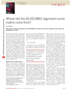 Where did the BLOSUM62 alignment score matrix come from?