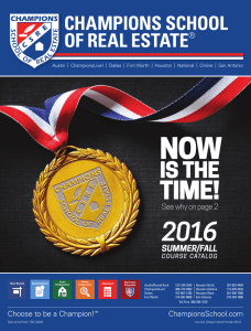 Fall Course Catalog - Champions School of Real Estate