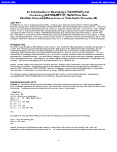 An Introduction to Reshaping (TRANSPOSE) and Combining