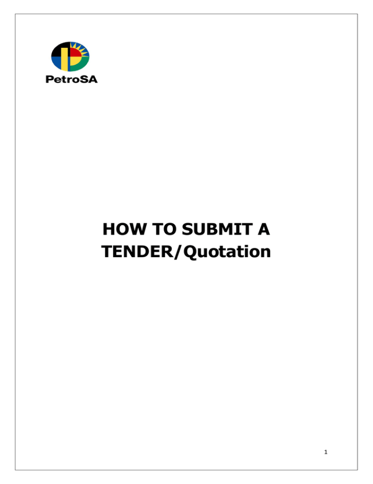 HOW TO SUBMIT A TENDER Quotation