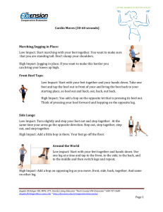 Cardio Moves (30-60 seconds) Marching/Jogging in Place: Low