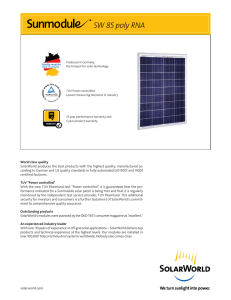 SW 85 Poly RNA Off-Grid Solar Panel Data Sheet