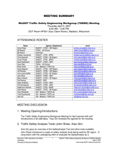 WisDOT TSEWG 040507 Meeting Summary