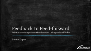 Feedback to feed forward. Advocacy Training on vocational courses