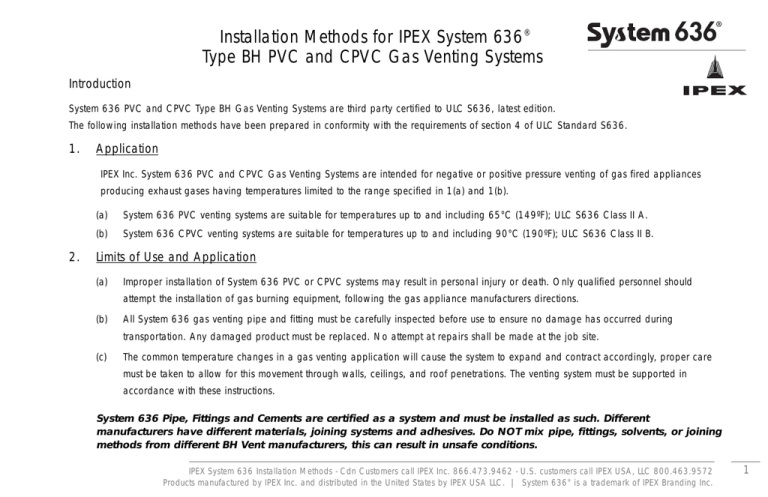 Installation Methods For IPEX System 636® Type BH PVC And CPVC