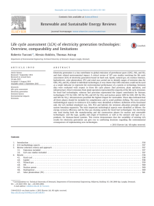 (LCA) of electricity generation technologies