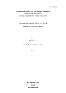 full-scale edgewise shear tests for laminated veneer lumber