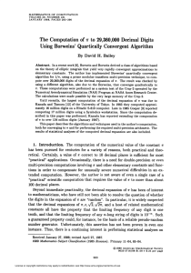 The Computation of w to 29360000 Decimal Digits