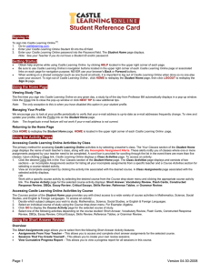 Castle Learning Online Student Reference Card