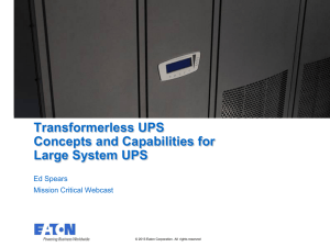 Transformerless UPS - Chesapeake Mission Critical
