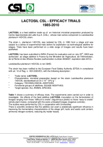 lactosil csl - efficacy trials 1985-2010 - CSL