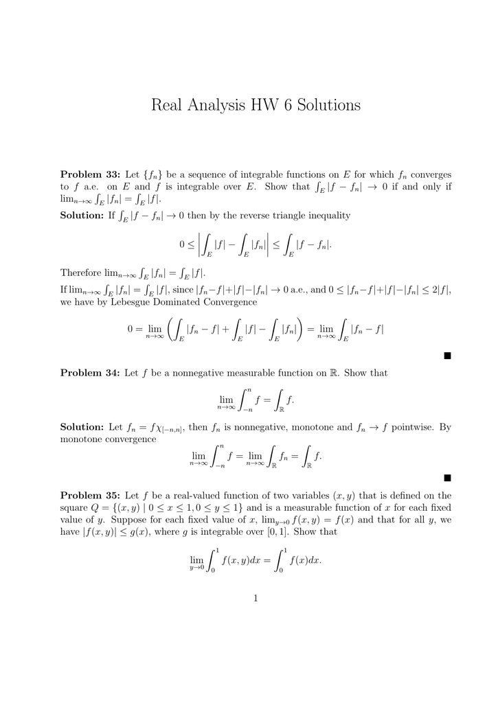 Real Analysis Hw 6 Solutions