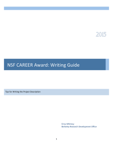 NSF CAREER Award: Writing Guide
