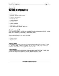 Cursor Handling - Srikanth Technologies